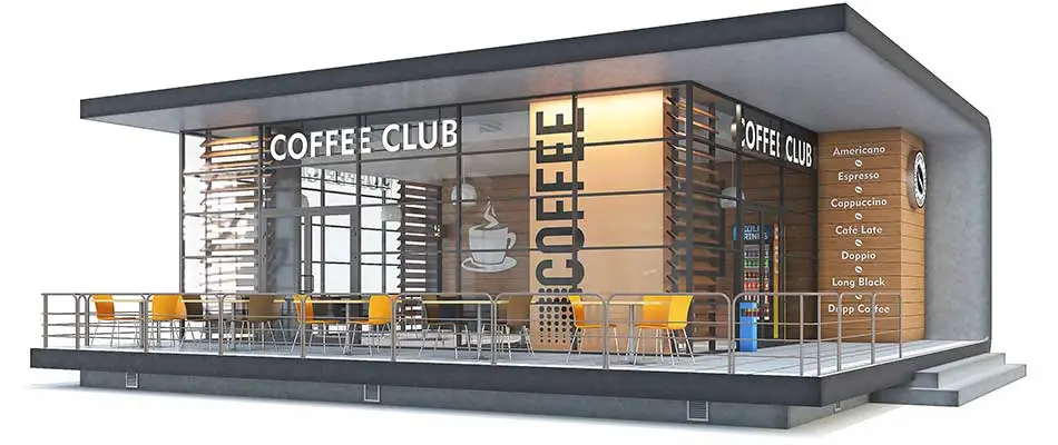 Three dimensional rendering of a proposed restaurant design.