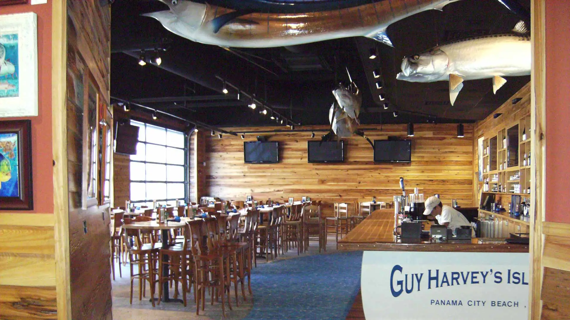 Custom dining area in an ocean fish themed restaurant.