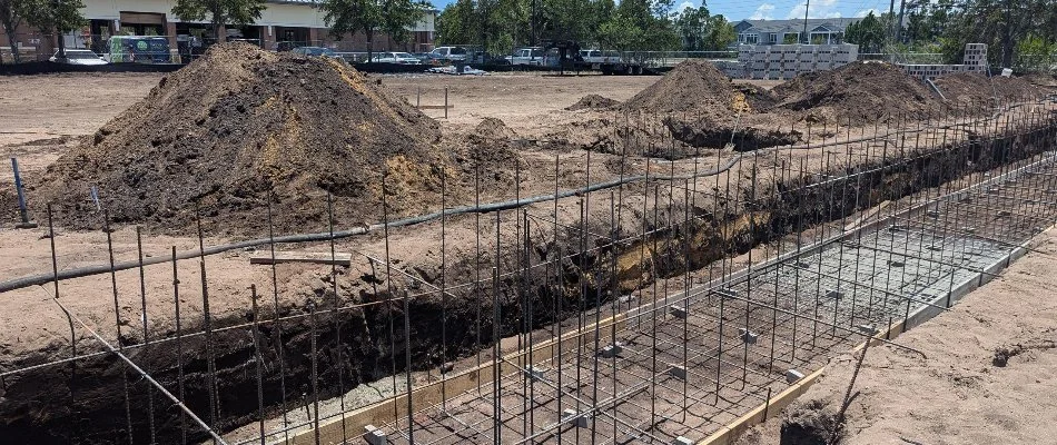 Construction process of a commercial building in Florida.