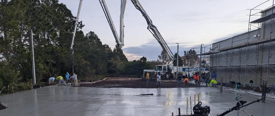 Crew during concrete surface installation in Florida.
