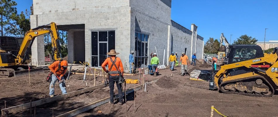Crew workers on a construction site in Florida.