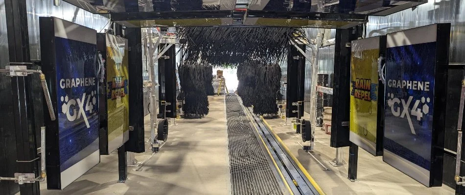 Inside a car wash tunnel in Florida.