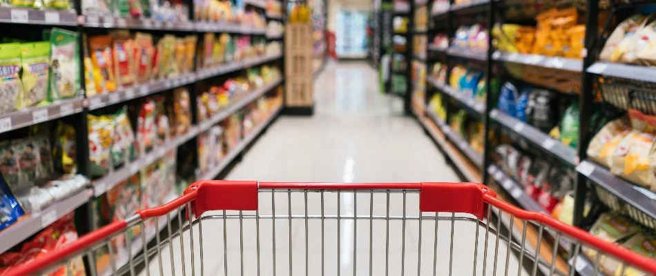 Cart inside a grocery store in Houston, TX.