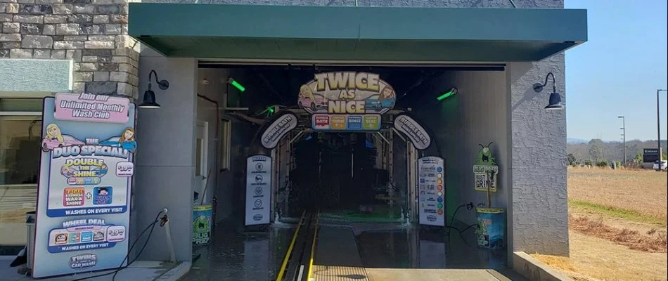 Entrance of a car wash tunnel in Florida.