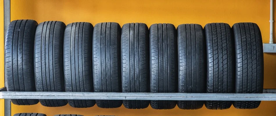 Rack of car tires in Florida.