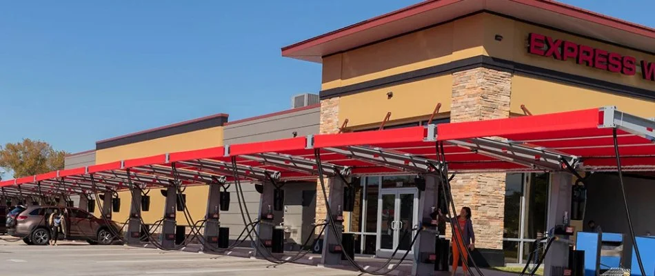 Vacuum station of express car wash in Austin, TX.